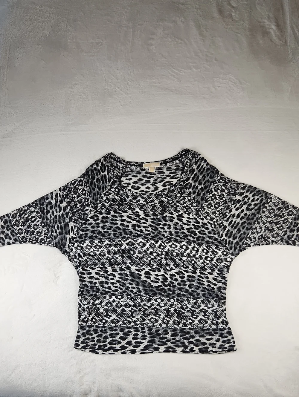 MICHAEL Michael Kors Black & White Mixed Animal & Snake Print Long Sleeve Top XL